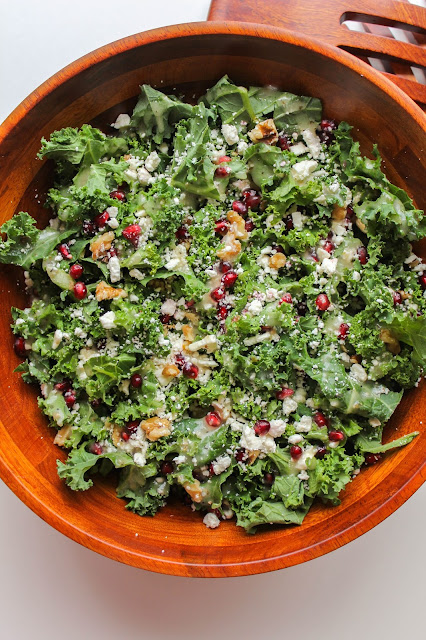 Kale, Walnut & Pomegranate Salad | The Chef Next Door #PotPiePlease