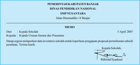Contoh Surat Indonesia Contoh Memo Dan Penulisannya Mei 2015