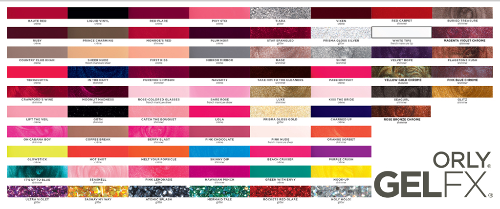 Orly Gelfx Gel Manicure System Spoilt The Cur Swatch Of Available Shades