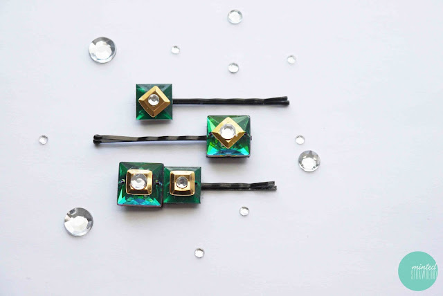 DIY Sparkly Gemstone Hairpins @ mintedstrawberry.blogspot.com