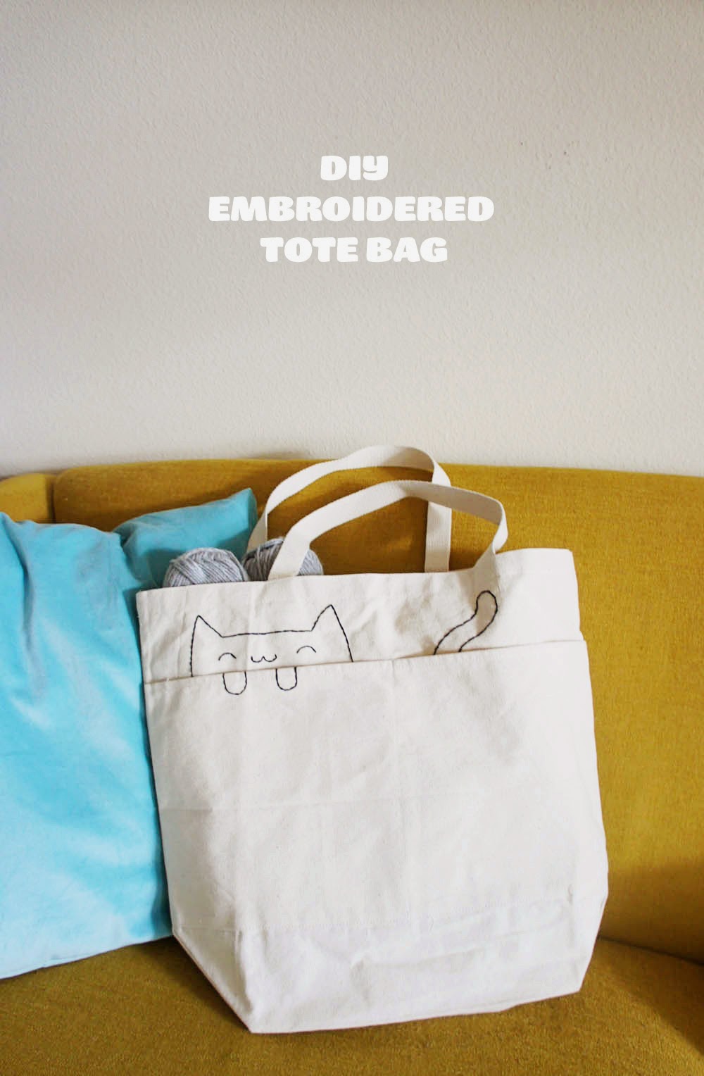 The Pink Samurai DIY • Embroidered Cat Tote Bag