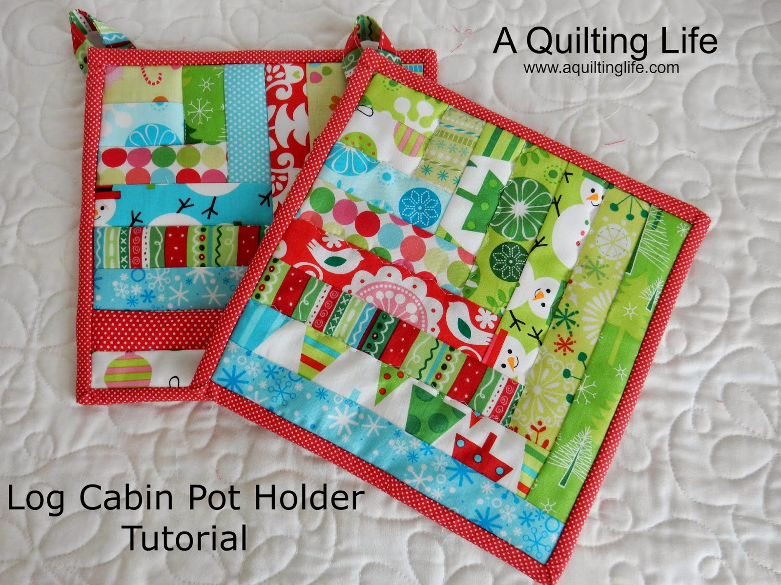 Log Cabin Pot Holder Tutorial A Quilting Life a quilt blog