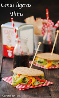 Sándwich Thins de pimientos con mozzarella al pesto Sándwich Thins de pimientos con mozzarella al pesto