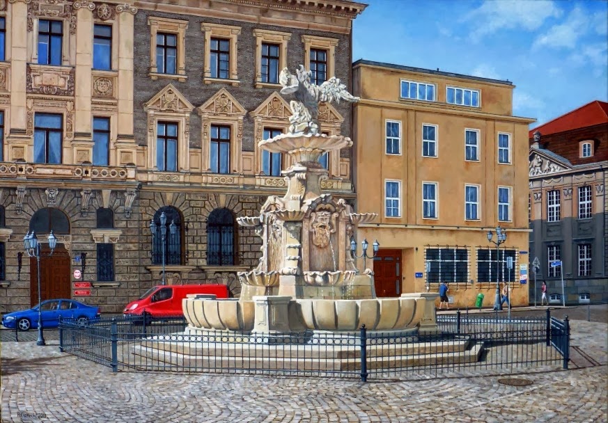 Plac Orła Białego w Szczecinie , 70 x 100 , olej