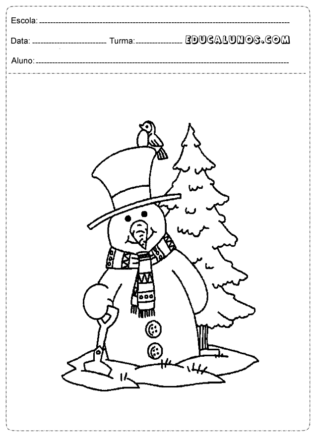 Boneco de neve para colorir