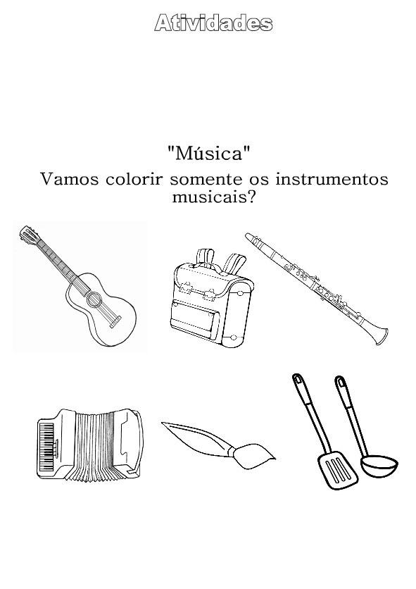 imagens Instrumentos Musicais pintar Desenhos Preto e Branco Instrumentos Musicais Colorir