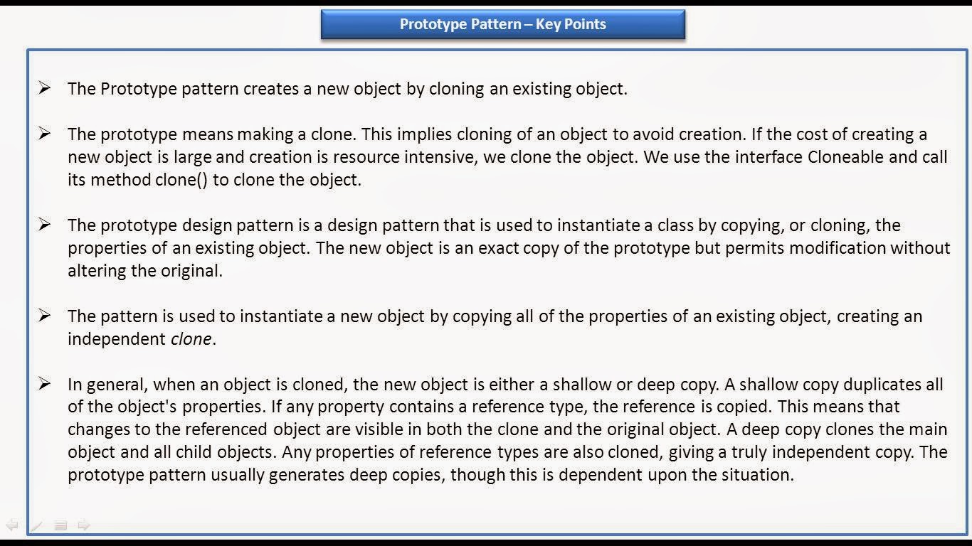 JAVA EE Prototype Design pattern keyPoints