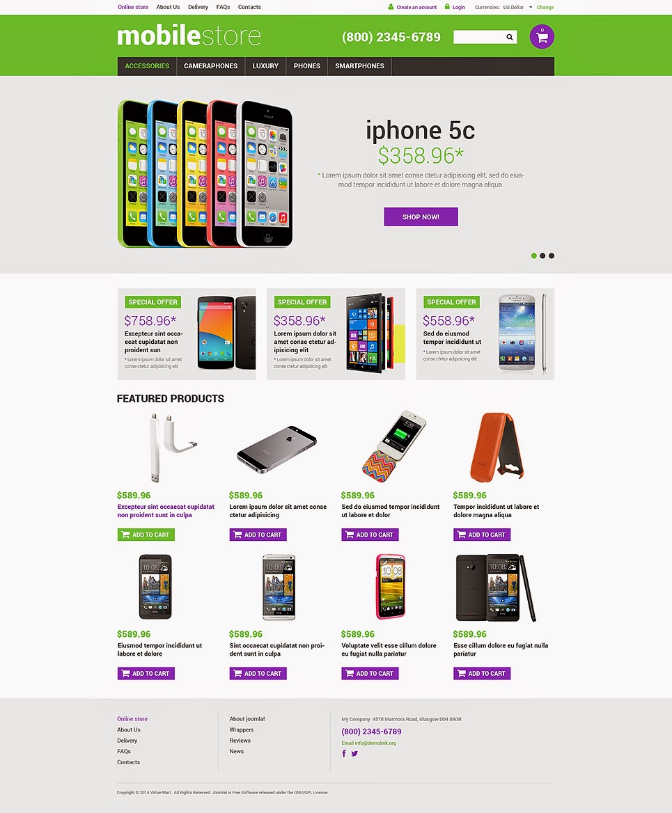 virtuemart mobile template mobile store template