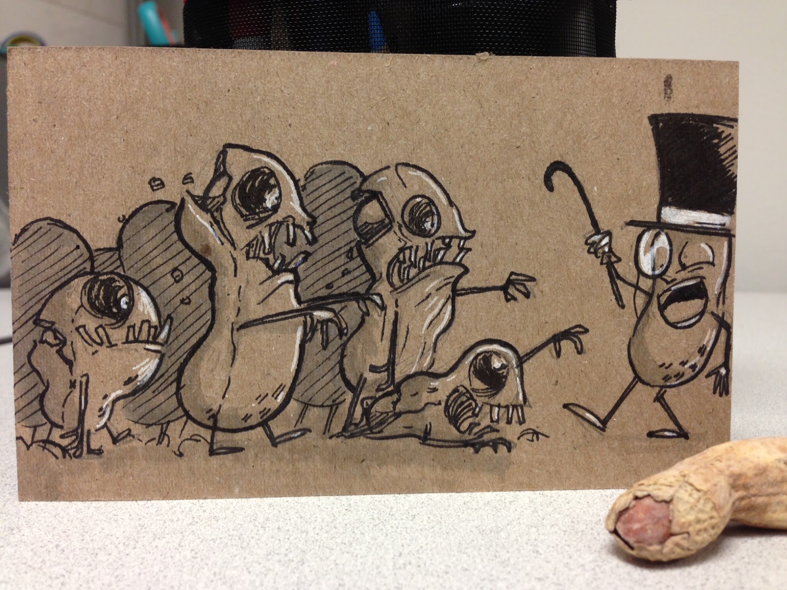 the cardBOREDsketch box 037 Zombie Peanuts