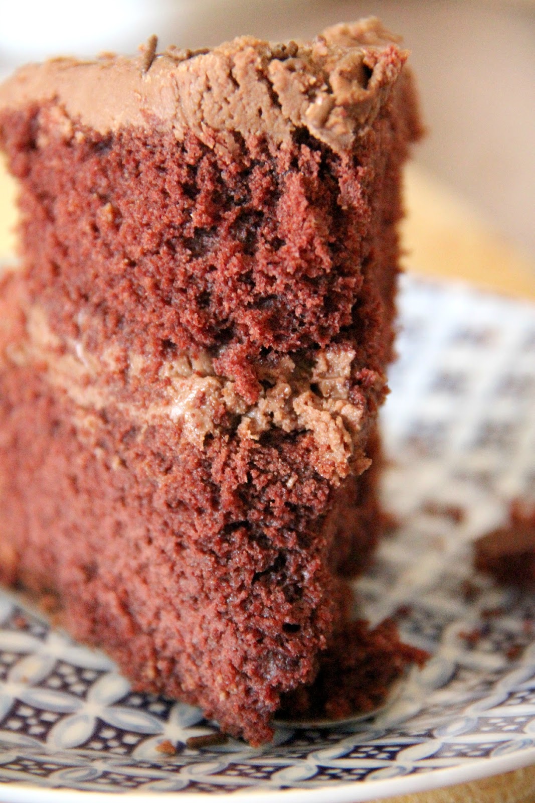 My Happy Place buttermilk red velvet cake with chocolate fudge frosting