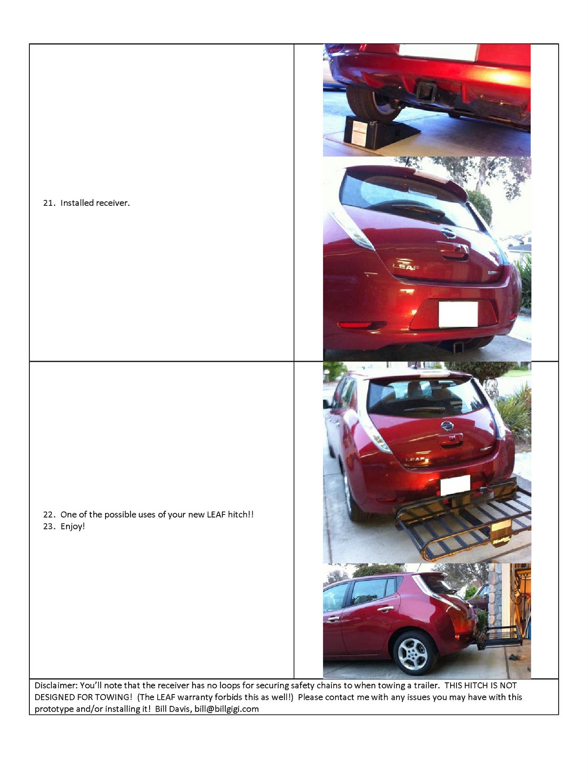 Nissan Leaf Related Nissan Leaf removable bike rack and