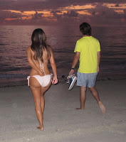 Kim Kardashian in a bikini goes for a dip in the Ocean