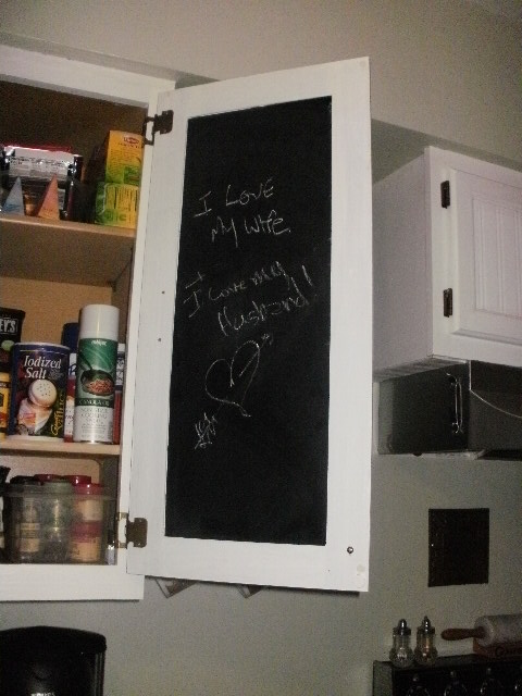 Chalkboard Inside The Kitchen Cabinets Loribeth Clark
