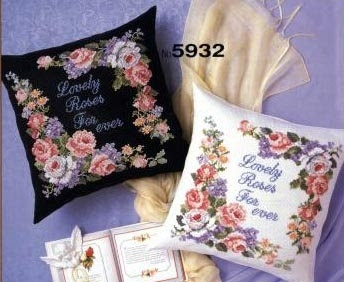 pillow cross stitch roses