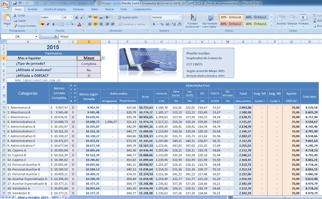 Sueldo Comercio Media Jornada 2015 | planilla de calculo empleados de comercio 2015 autos post Sueldo Comercio Media Jornada 2015 | planilla de calculo empleados de comercio 2015 autos post