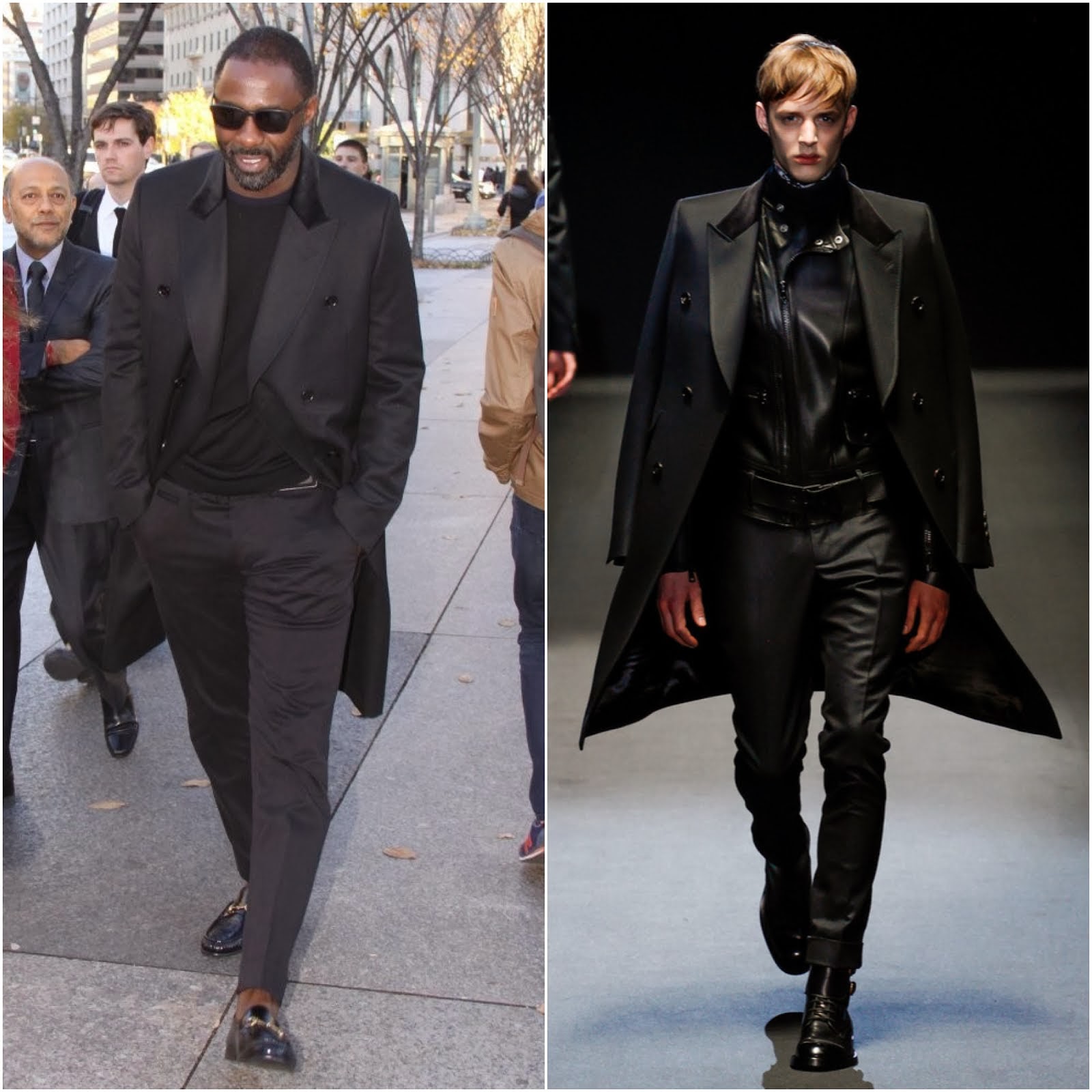 00O00 Menswear Blog: Idris Elba in Gucci FW2013 black wool equestrian coat - 'Mandela: Long Walk to Freedom' Screening, Washington D.C. November 2013
