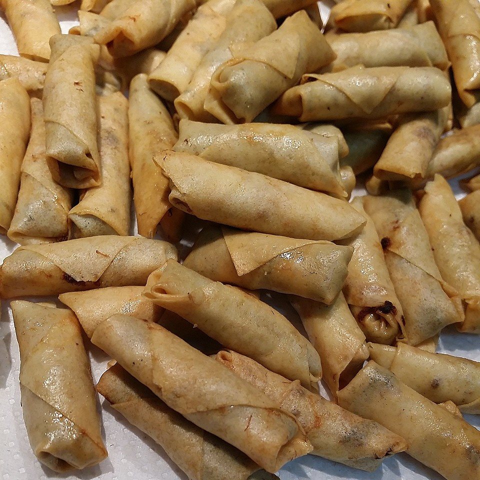 Airfried Pork Floss Mini Spring Rolls by Yvonne Tay