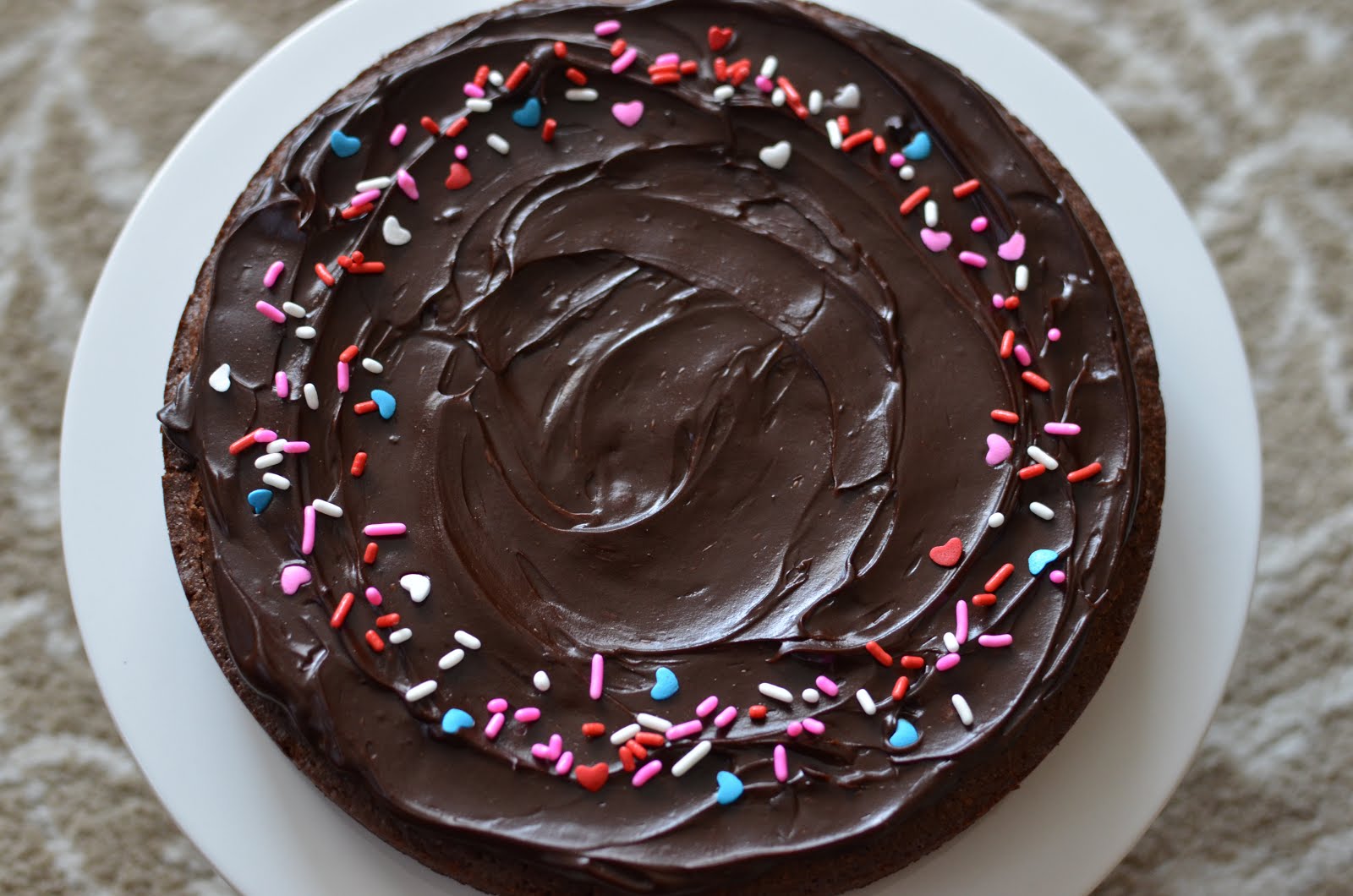 Playing with Flour Brownie cake with ganache frosting