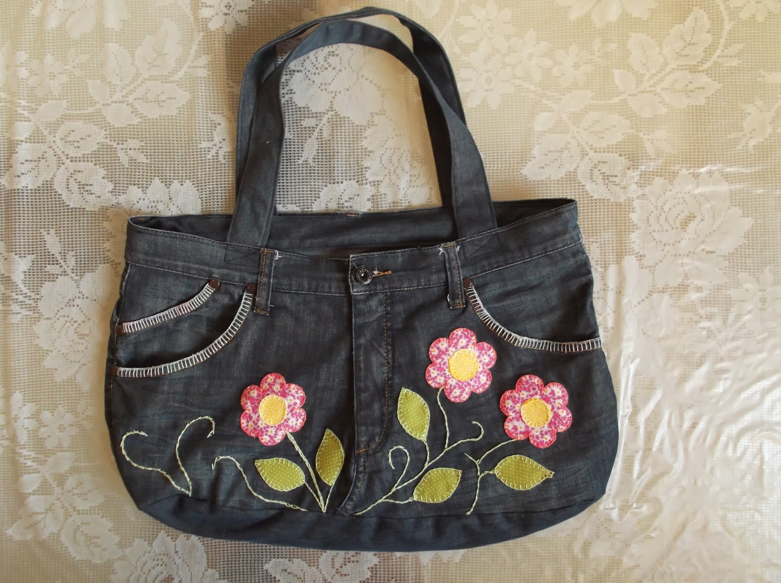 bolsa de calça jeans usada passo a passo