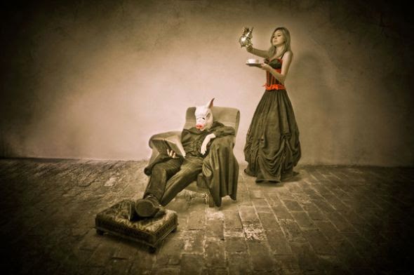 Dennis Ziliotto surreal photography grim love stories pig horse head Dennis Ziliotto surreal photography grim love stories pig horse head