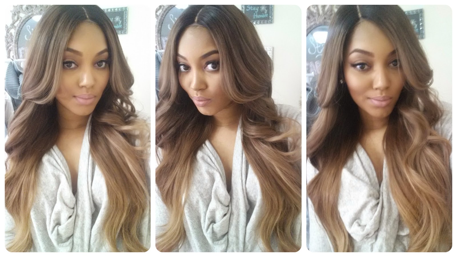 All Things Fabulous 101 BRAND NEW Custom Colored Ash Brown to Medium Ash Blonde Balayage Ombre Hand Sewn Lace Closure Wig +MORE