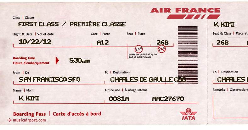Kimi Tam Francais Mon billet d'avion pour Air France