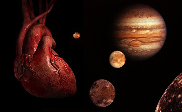 Hjerte, Jupiter og måner