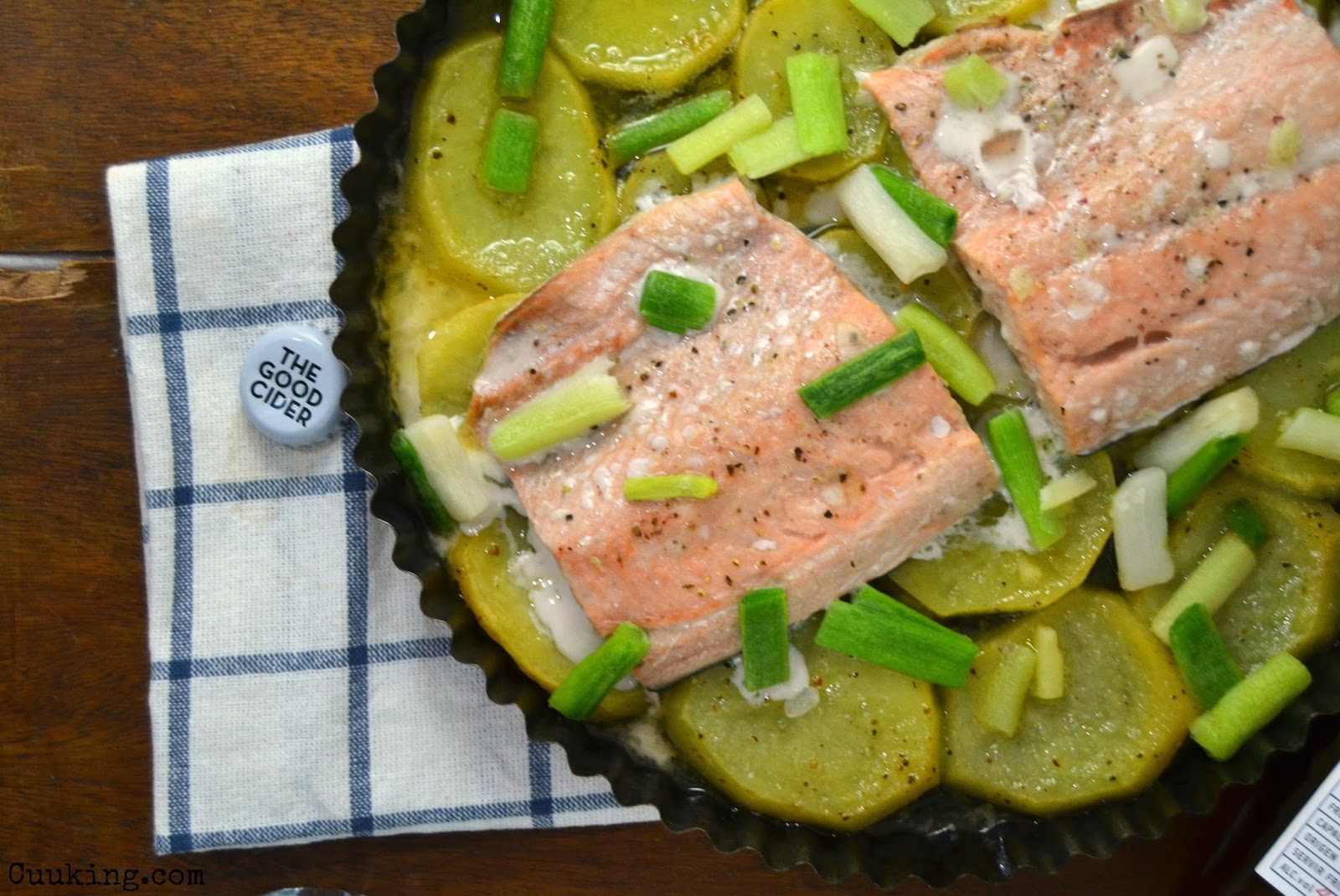 Salmón A La Sidra Con Patatas.
