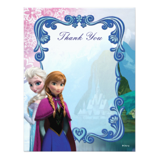 Frozen Printable Birthday Thank you card