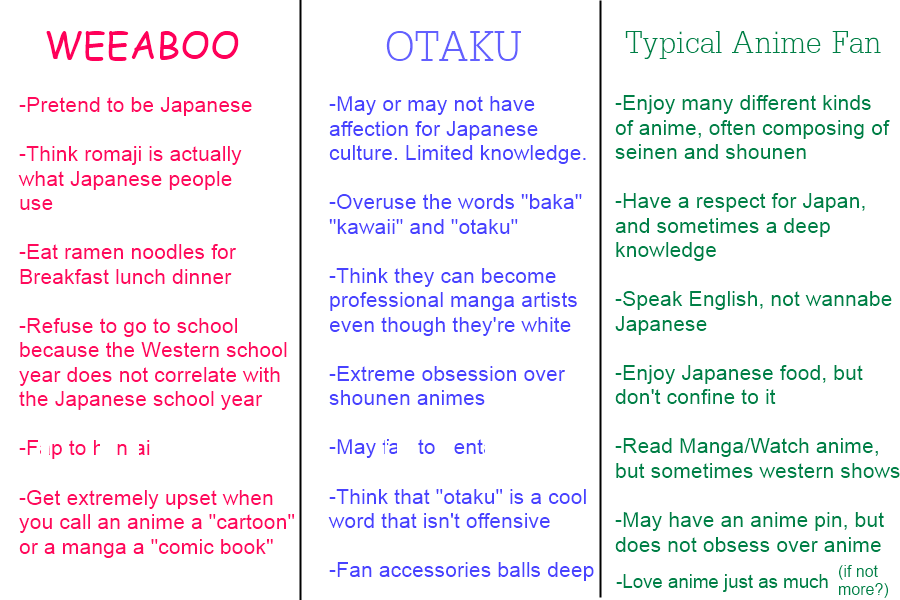 An Otaku Diary Differences Between an Otaku, a Typical Anime Fan and a