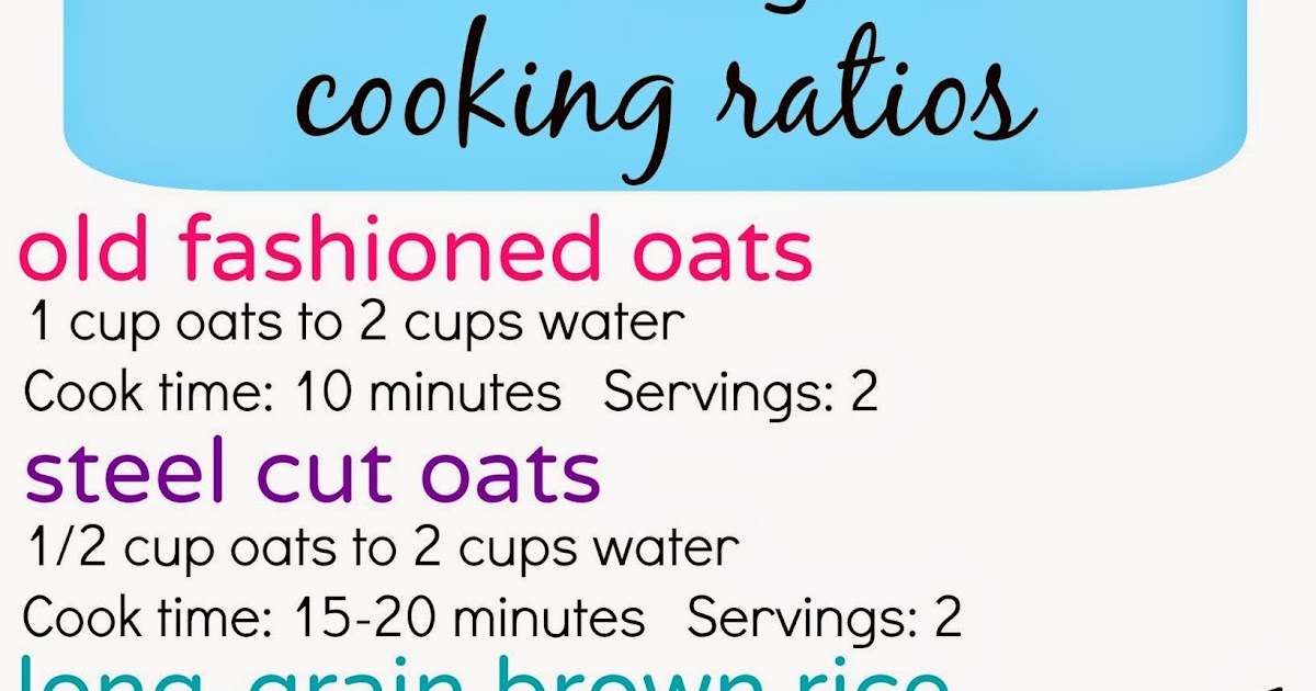 The Healthy Sooner WatertoGrain Cooking Ratios {A Cute Chart for You}