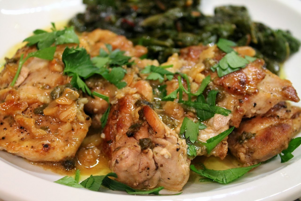 Cook In / Dine Out Garlicky Chicken Thighs with LemonAnchovy Sauce
