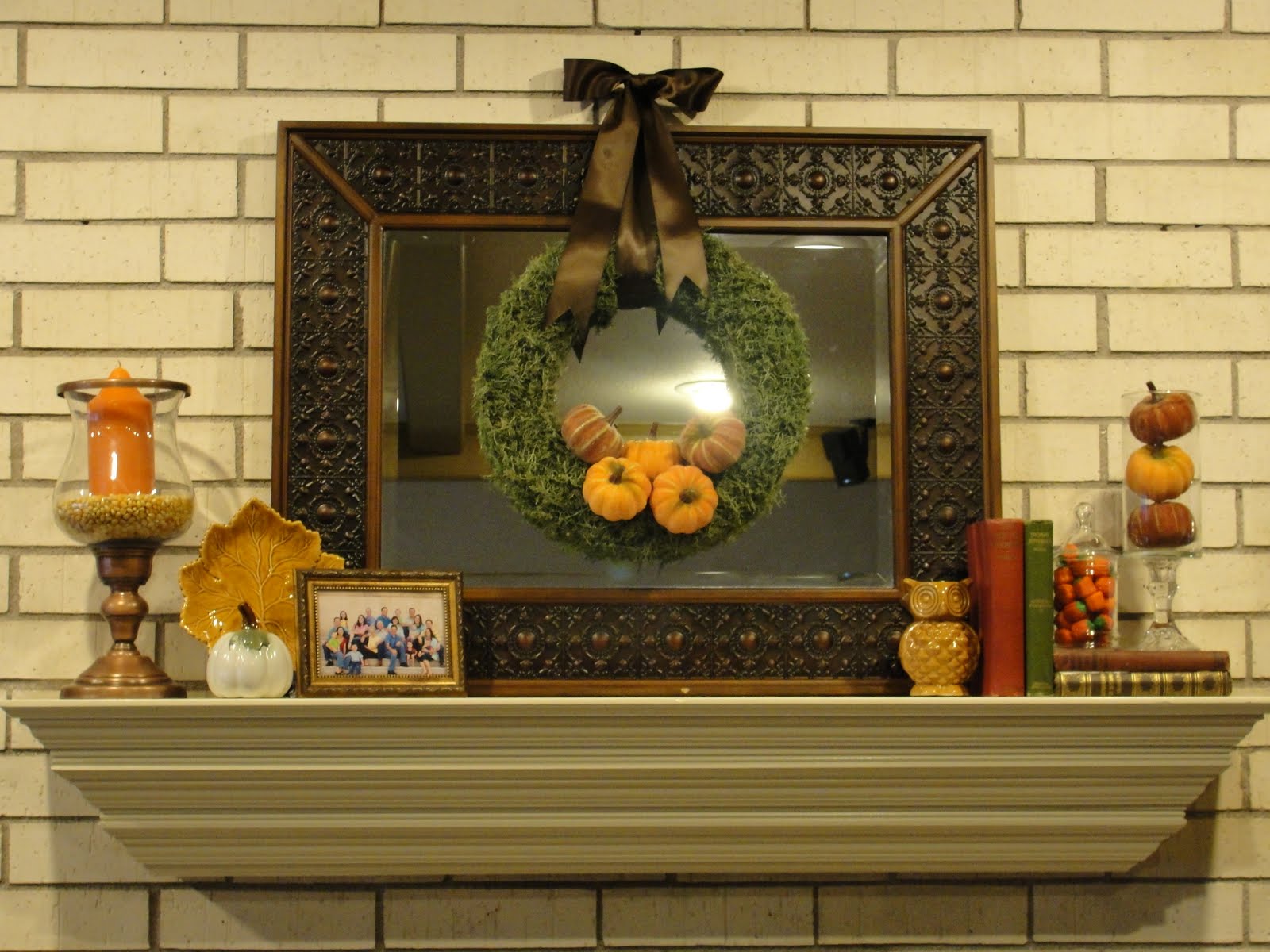 Small and Simple Things A fall mantel with my new wreath