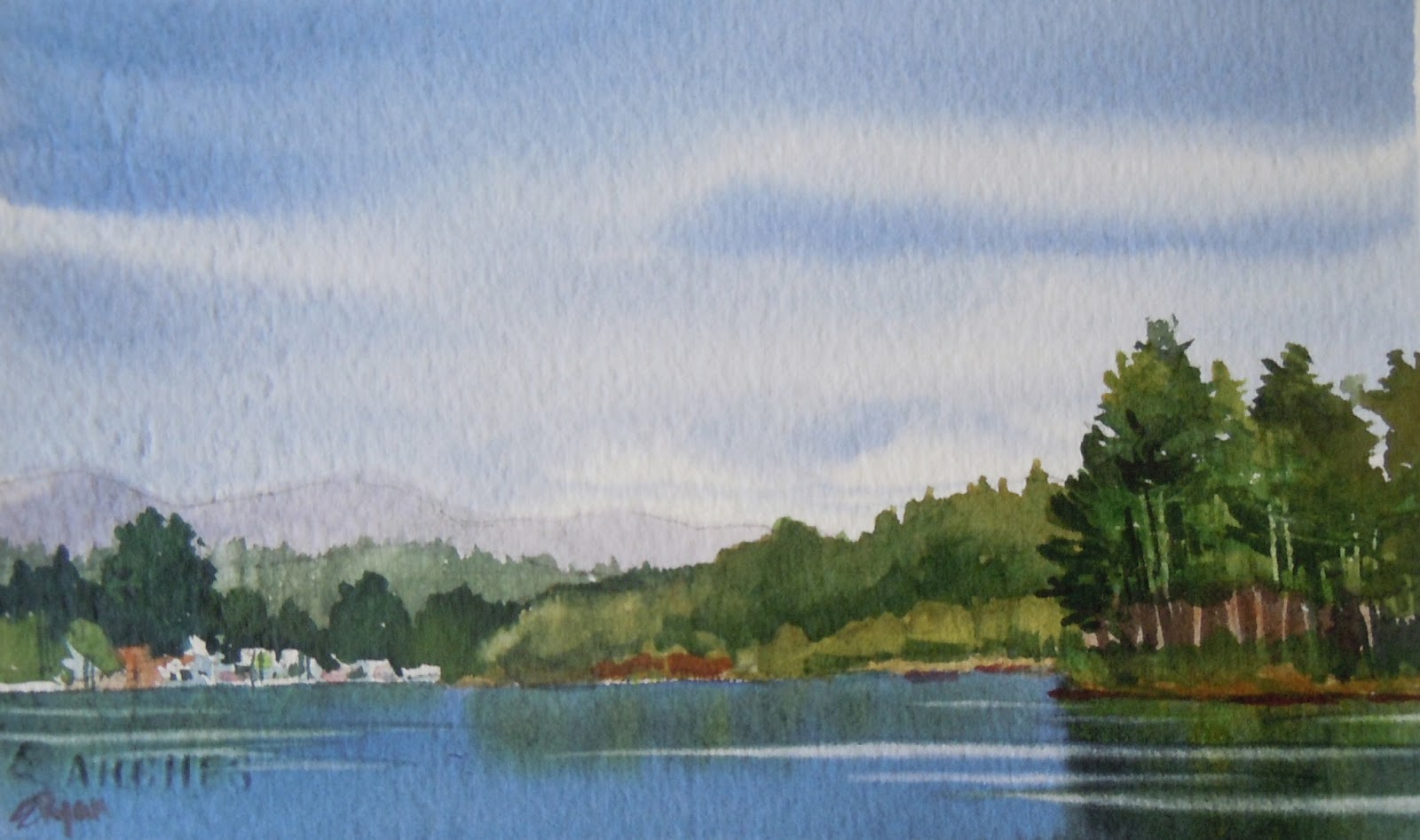 Maine Lake Paintings The Causeway, Naples, Maine