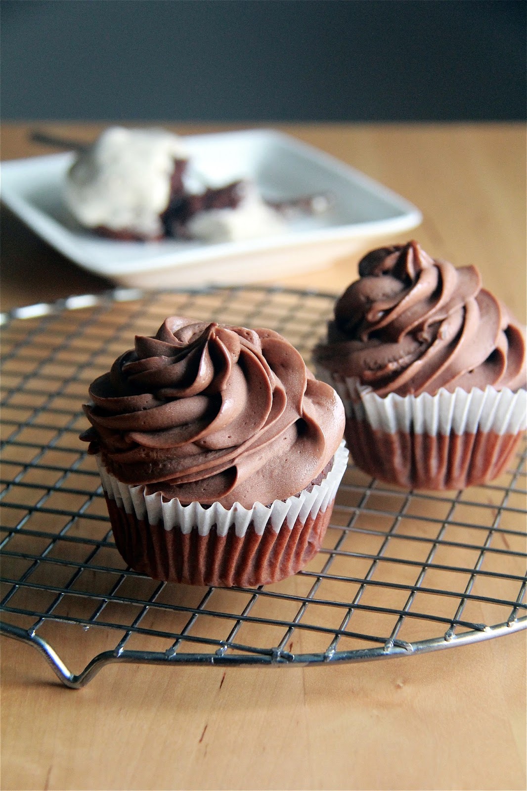 Crumbs and Cookies malted milk chocolate cupcakes.