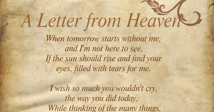 A Letter From Heaven Words A Letter From Heaven Words