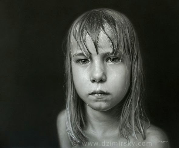 As pinturas hiper-realistas de Dirk Dzimirsky Dirk Dzimirsky pinturas hiper-realistas retratos preto e branco foto realista