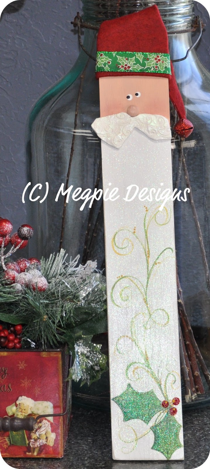 Hand painted Balsa Wood Santa