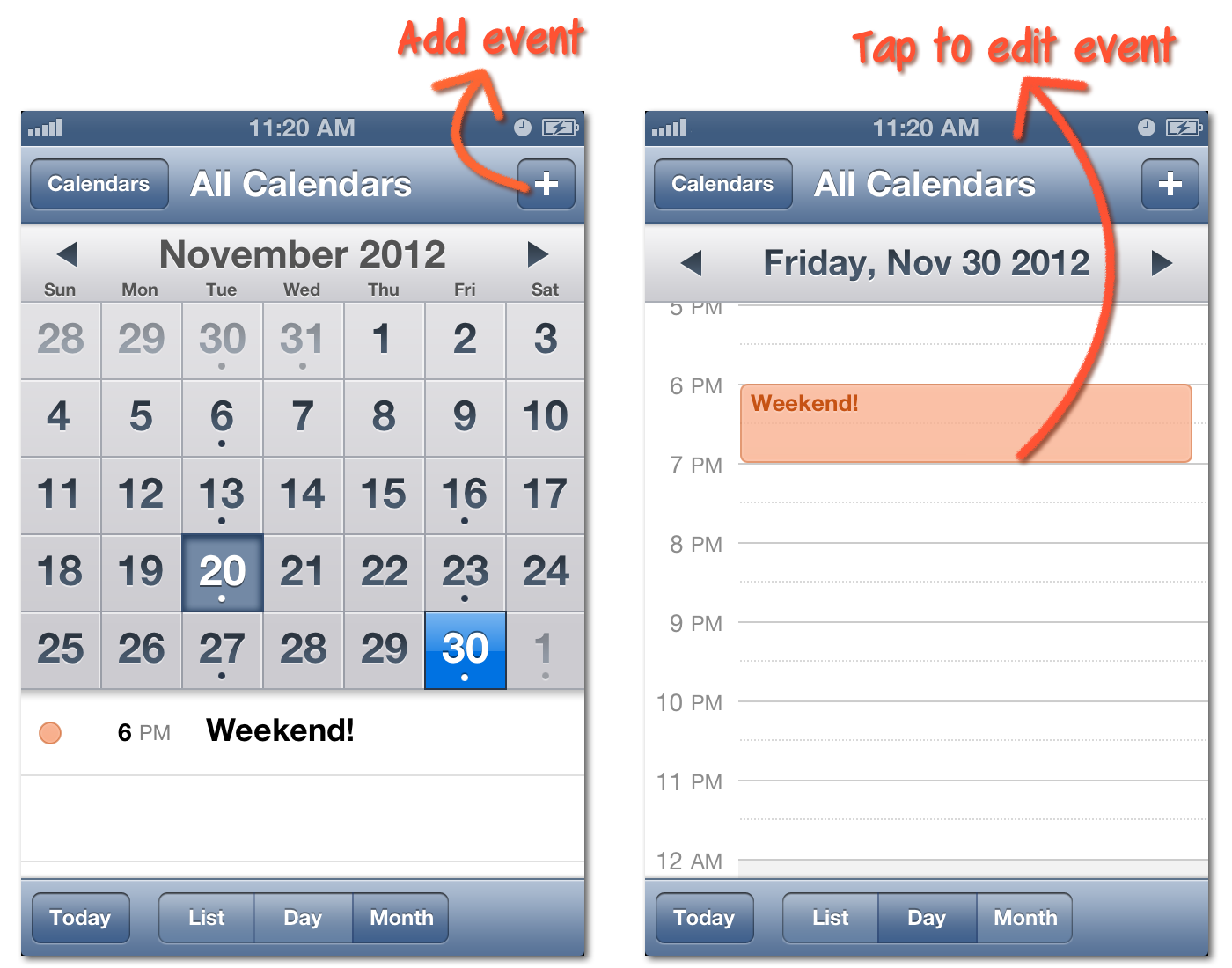 iPhone Calendar November 2012