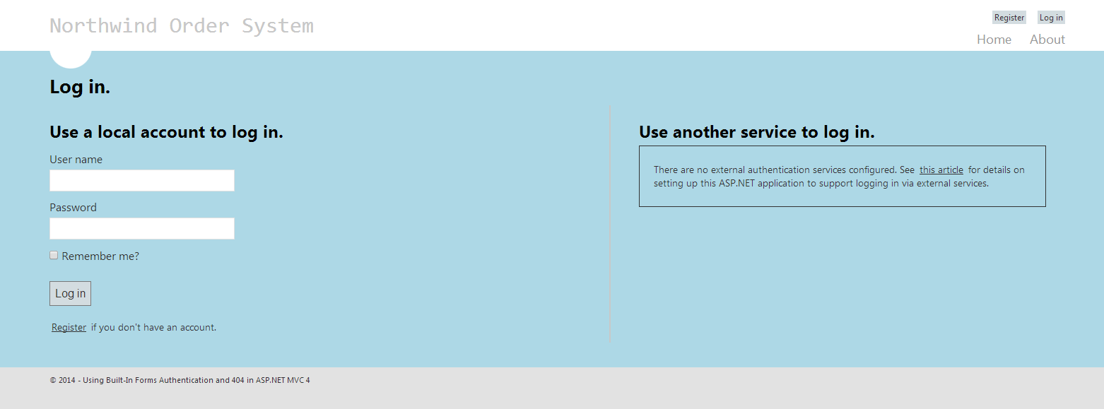 MVC 4 Builtin Form Based Authentication GENE