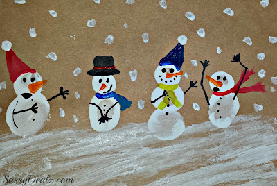 fingerprint snowmen craft for kids at winter time