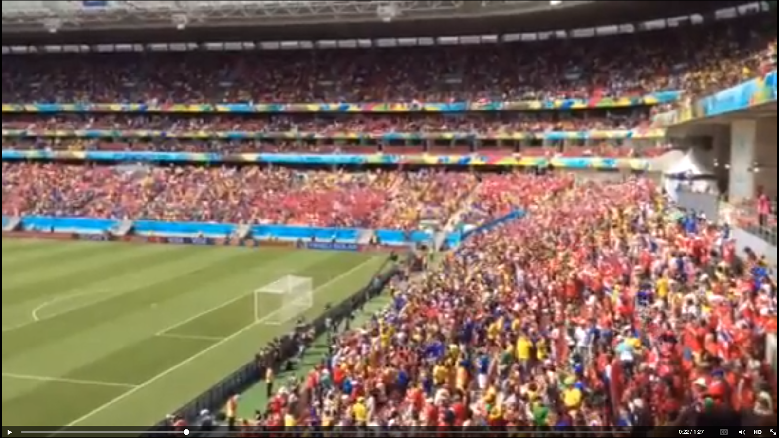 Himno Nacional de Costa Rica, Partido contra Italia, Brasil 2014