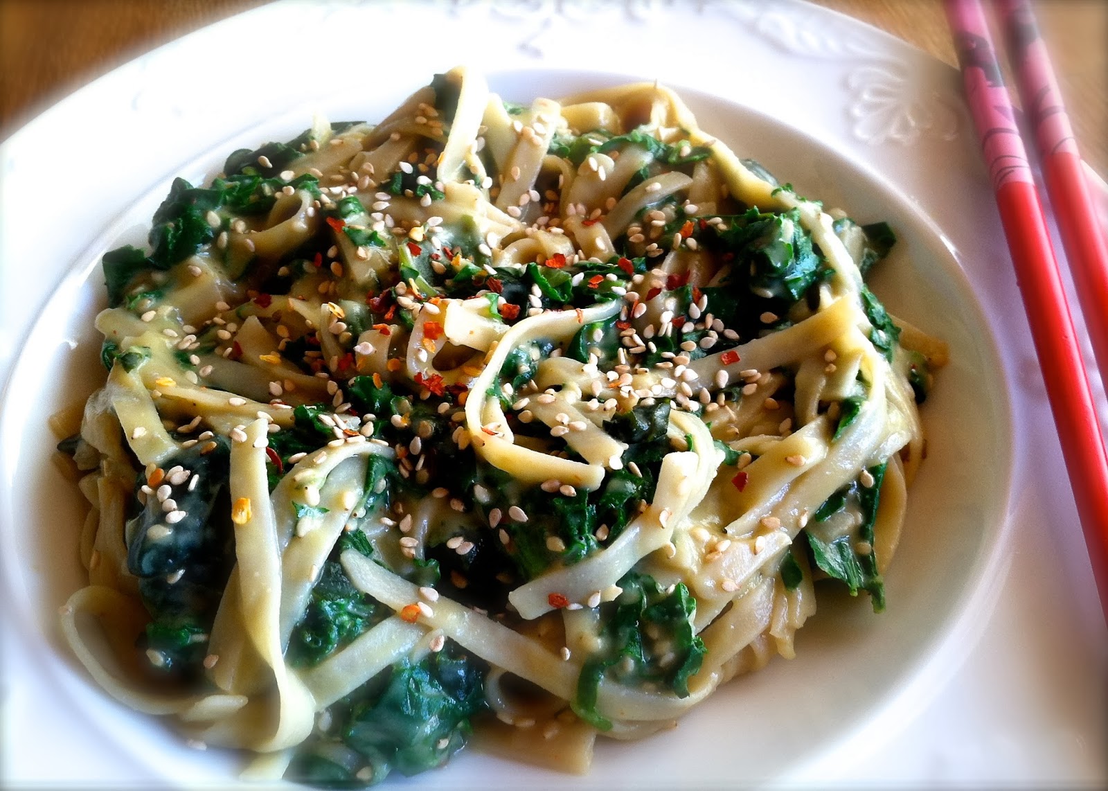 Positively Vegan Warm KaleNoodle Salad