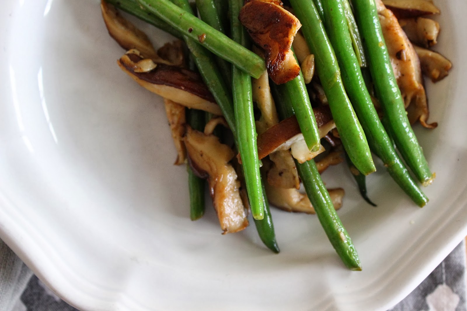 good gracious ______ green beans and shiitake mushrooms with warm