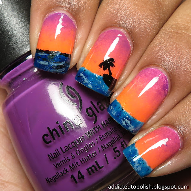 ocean sunset nails