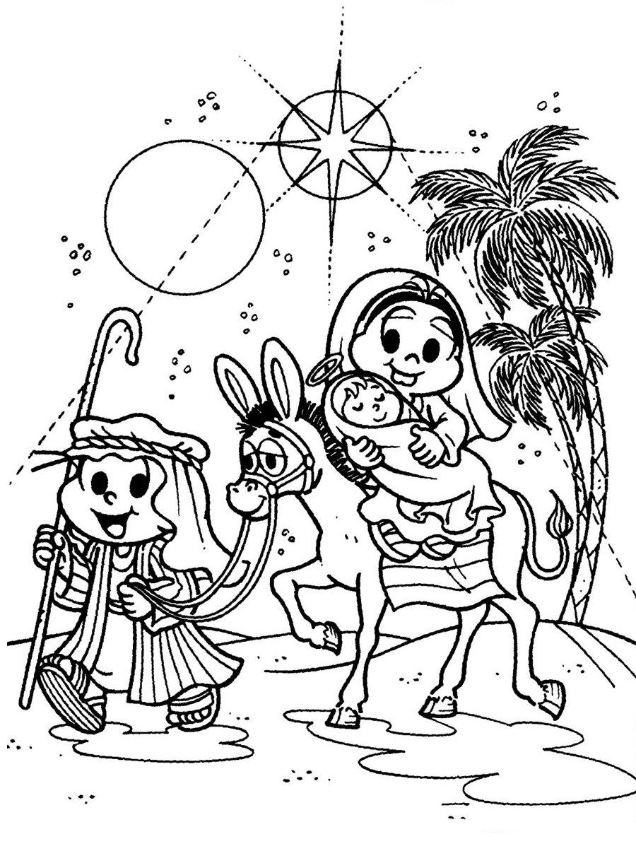 imagens festa de natal da turma da monica pintar Desenhos Preto e Branco festa de natal da turma da monica Colorir