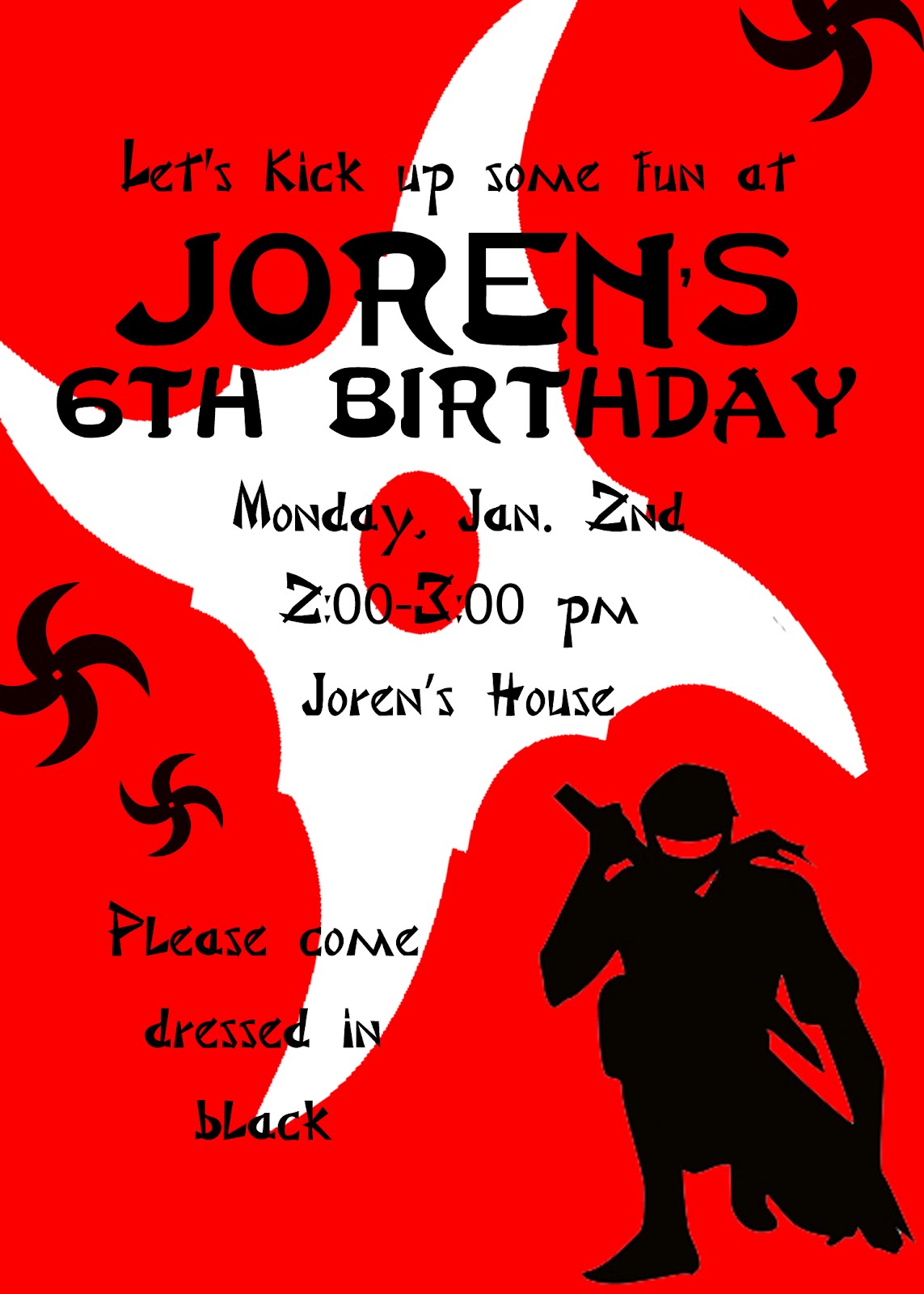 ninja birthday invitations
