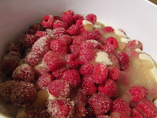 Bowl of Raspberries with Sugar and Lemon