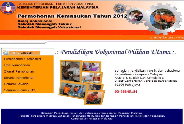 untuk memohon ke kolej vokasional kv sekolah menengah vokasional