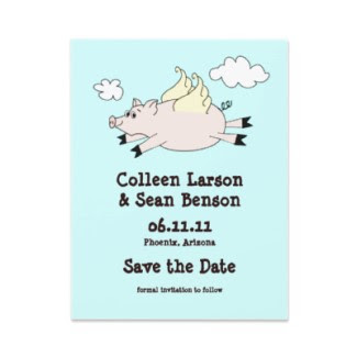 Flying Pig Save the Date Cards Flying Pig Save the Date Cards